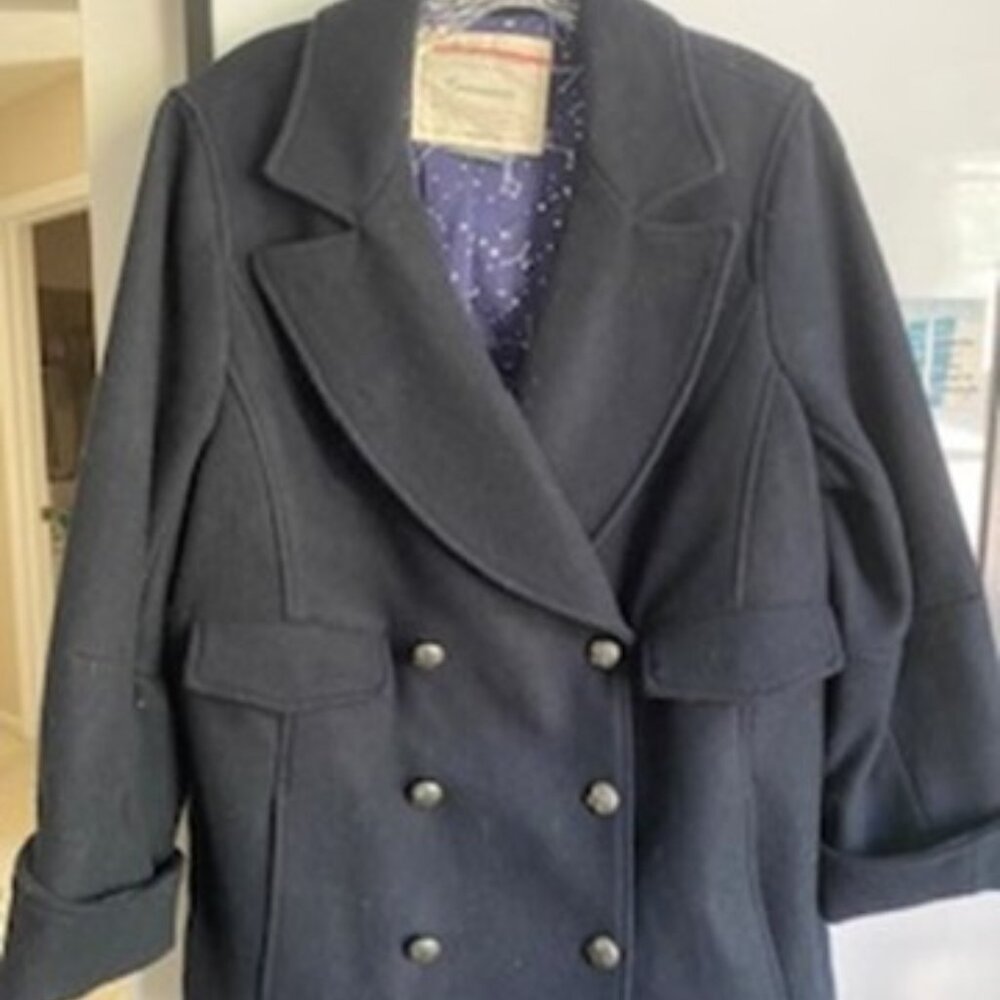 ANTHROPOLOGIE NAVY WOOL PEACOAT